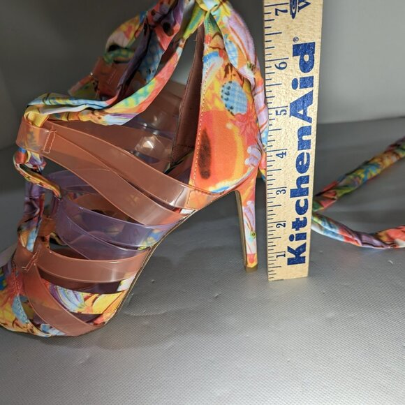 NEW Womens Gianni Bini Wrap High Heel Sandals Strappy LaceUp MultiColor - Picture 3 of 7